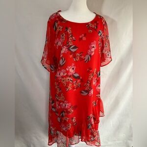 Chic Red Floral Women's Blouse